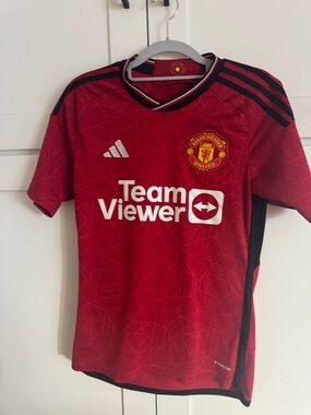adidas Red and Black Manchester United Kids Soccer Jersey